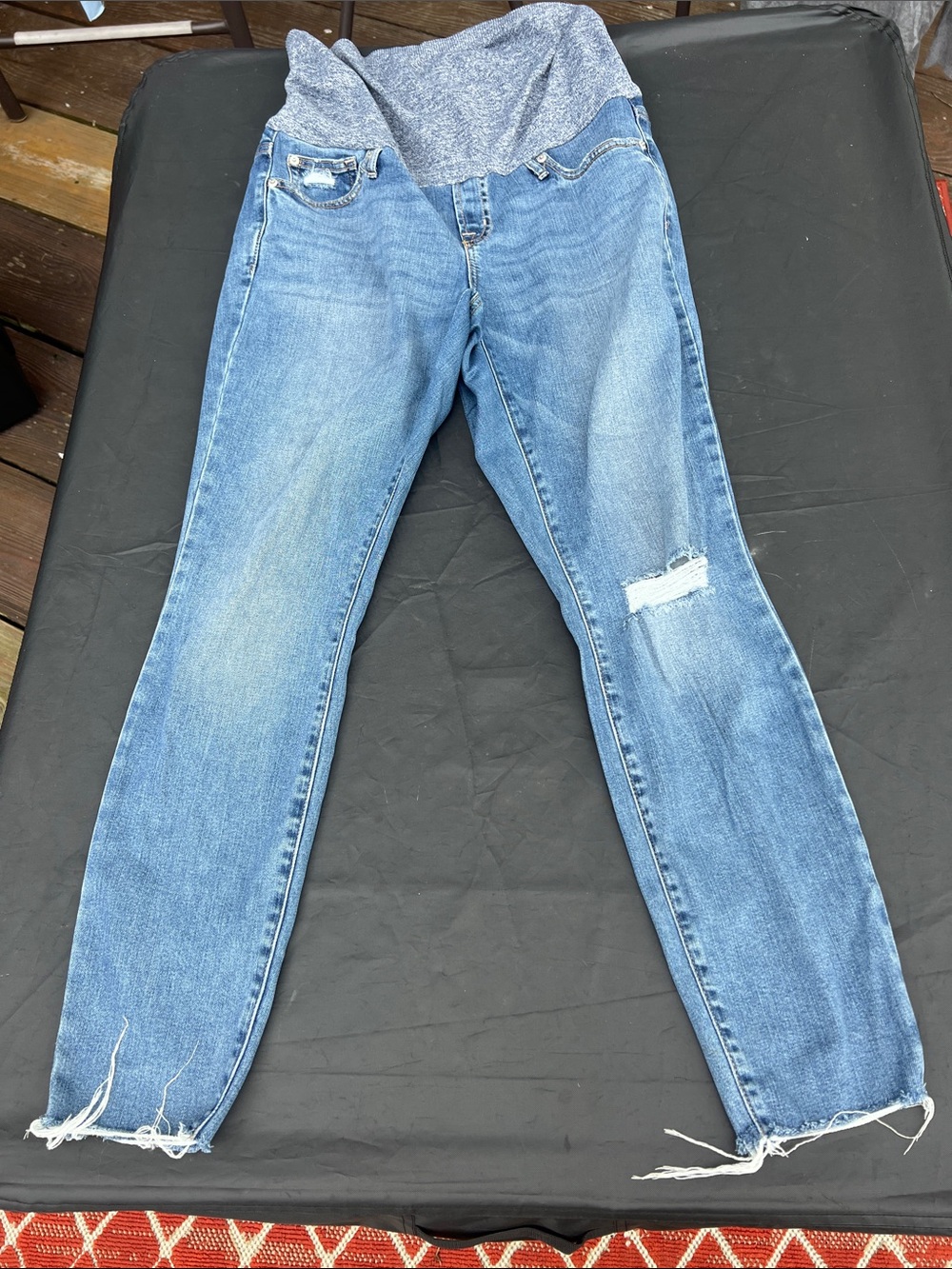 GAP denim Maternity true skinny Jeans with Distressed Hem